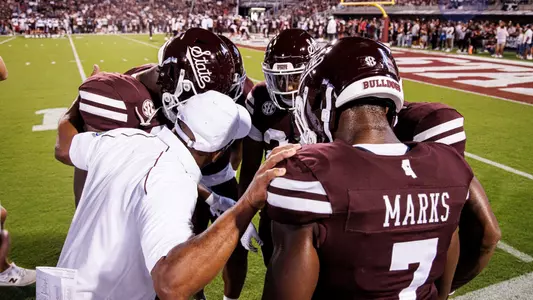 STARKVILLE, MS - September 30, 2023 - The Mississippi State Bulldogs before the game between the Alabama Crimson Tide and the Mississippi State Bulldogs at Davis Wade Stadium at Scott Field in Starkville, MS. Photo By Will Porada