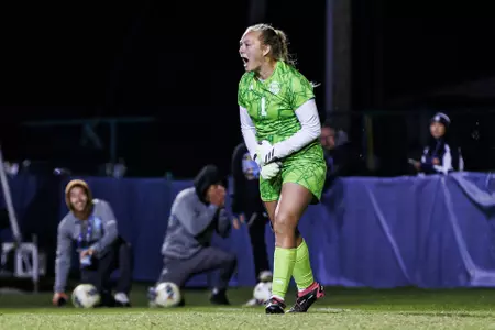 PENSACOLA, FL - October 31, 2023 - Mississippi State Goal Keeper Maddy Anderson (#1) during the match between the Alabama Crimson Tide and the Mississippi State Bulldogs at the Ashton Bronsaham Soccer Complex in Pensacola, FL. Photo By Mike Mattina