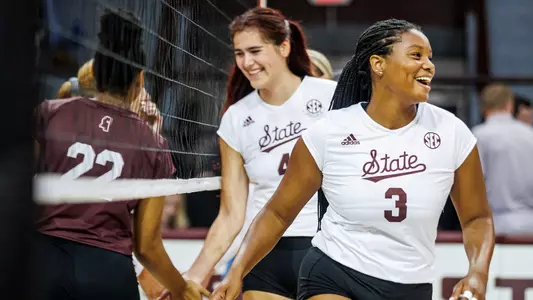 STARKVILLE, MS - August 12, 2023 - Mississippi State Middle Blocker Arissa Smith (#3) during the Maroon and White Scrimmage at the Newell-Grissom Building in Starkville, MS. Photo By Jaden Powell
