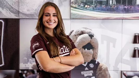 STARKVILLE, MS - October 07, 2023 - Softball Recruit during a photoshoot in Templeton Athletic Academic Center at Mississippi State University in Starkville, MS. Photo By Will Porada