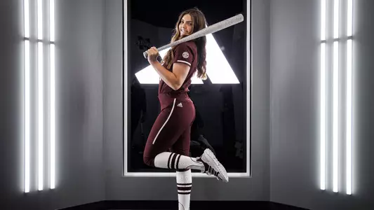 STARKVILLE, MS - October 07, 2023 - Softball Recruit during a photoshoot in Templeton Athletic Academic Center at Mississippi State University in Starkville, MS. Photo By Will Porada