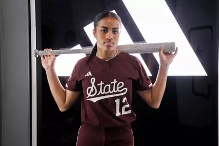 STARKVILLE, MS - October 07, 2023 - Softball Recruit during a photoshoot in Templeton Athletic Academic Center at Mississippi State University in Starkville, MS. Photo By Will Porada