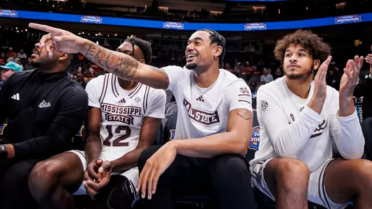 ATLANTA, GA - December 09, 2023 - Mississippi State Forward Tolu Smith (#1) during the game between the Tulane Green Wave and the Mississippi State Bulldogs at State Farm Arena in Atlanta, GA. Photo By Mike Mattina