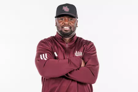 STARKVILLE, MS - December 18, 2023 - Mississippi State Wide Receivers Coach Chad Bumphis during New Coach Photo Shoot at the Leo Seal Jr. Football Complex at Mississippi State University in Starkville, MS. Photo By Mike Mattina