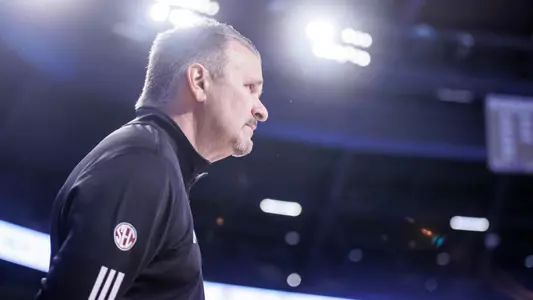 ATLANTA, GA - November 28, 2023 - Mississippi State Head Coach Chris Jans during the game between the Georgia Tech Yellow Jackets and the Mississippi State Bulldogs at McCamish Pavilion in Atlanta, GA. Photo By Mike Mattina