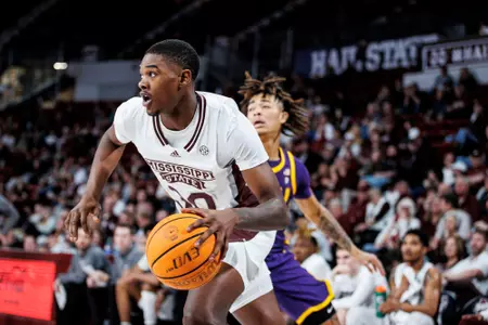 STARKVILLE, MS - February 08, 2023 - Mississippi State Guard Shawn Jones Jr (#30) during the game between the LSU Tigers and the Mississippi State Bulldogs at Humphrey Coliseum in Starkville, MS. Photo By Mike Mattina