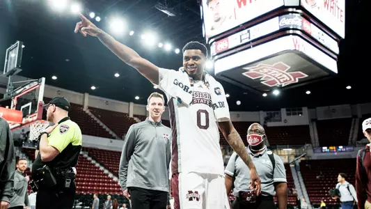 STARKVILLE, MS - February 08, 2023 - Mississippi State Forward DJ Jeffries (#0) during the game between the LSU Tigers and the Mississippi State Bulldogs at Humphrey Coliseum in Starkville, MS. Photo By Jaden Powell