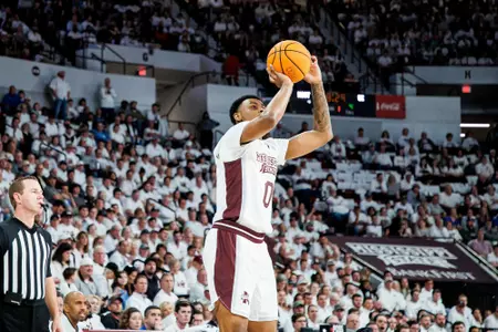 STARKVILLE, MS - February 15, 2023 - Mississippi State Forward DJ Jeffries (#0) during the game between the Kentucky Wildcats and the Mississippi State Bulldogs at Humphrey Coliseum in Starkville, MS. Photo By Mike Mattina