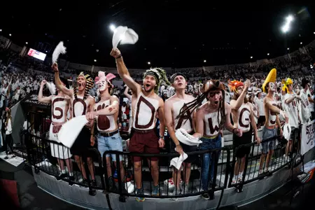 STARKVILLE, MS - February 15, 2023 - Mississippi State Fans during the game between the Kentucky Wildcats and the Mississippi State Bulldogs at Humphrey Coliseum in Starkville, MS. Photo By Kevin Snyder