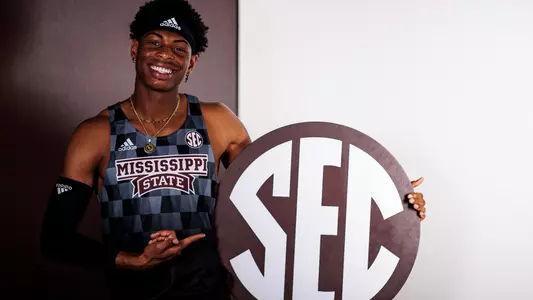 STARKVILLE, MS - October 20, 2022 - Cameron Crump during Track and Field Production Day at the Holliman Athletic Center at Mississippi State University in Starkville, MS. Photo By Mike Mattina