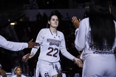 STARKVILLE, MS - February 06, 2023 - Mississippi State Center Charlotte Kohl (#22) before the game between the Tennessee Lady Volunteers and the Mississippi State Bulldogs at Humphrey Coliseum in Starkville, MS. Photo By Kevin Snyder