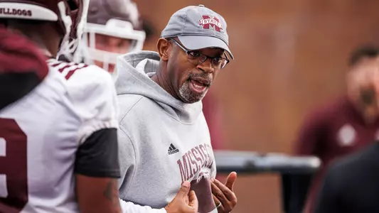 STARKVILLE, MS - March 09, 2023 - Mississippi State Defensive Line Coach David Turner during spring practice at the Leo Seal Jr. Football Complex at Mississippi State University in Starkville, MS. Photo By Kevin Snyder