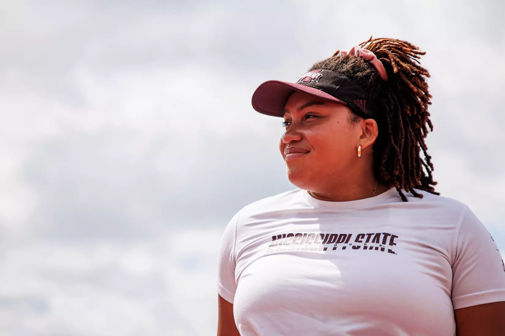 STARKVILLE, MS - March 24, 2023 - Mississippi State Thrower Jhordyn Stallworth during the Bulldog Relays at the Mike Sanders Track Complex in Starkville, MS. Photo By Mike Mattina
