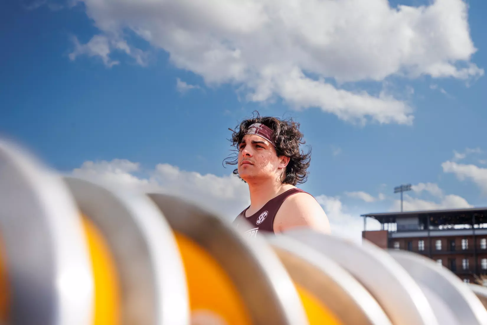 STARKVILLE, MS - March 24, 2023 - Mississippi State Thrower Daniel Pepper during the Bulldog Relays at the Mike Sanders Track Complex in Starkville, MS. Photo By Mike Mattina