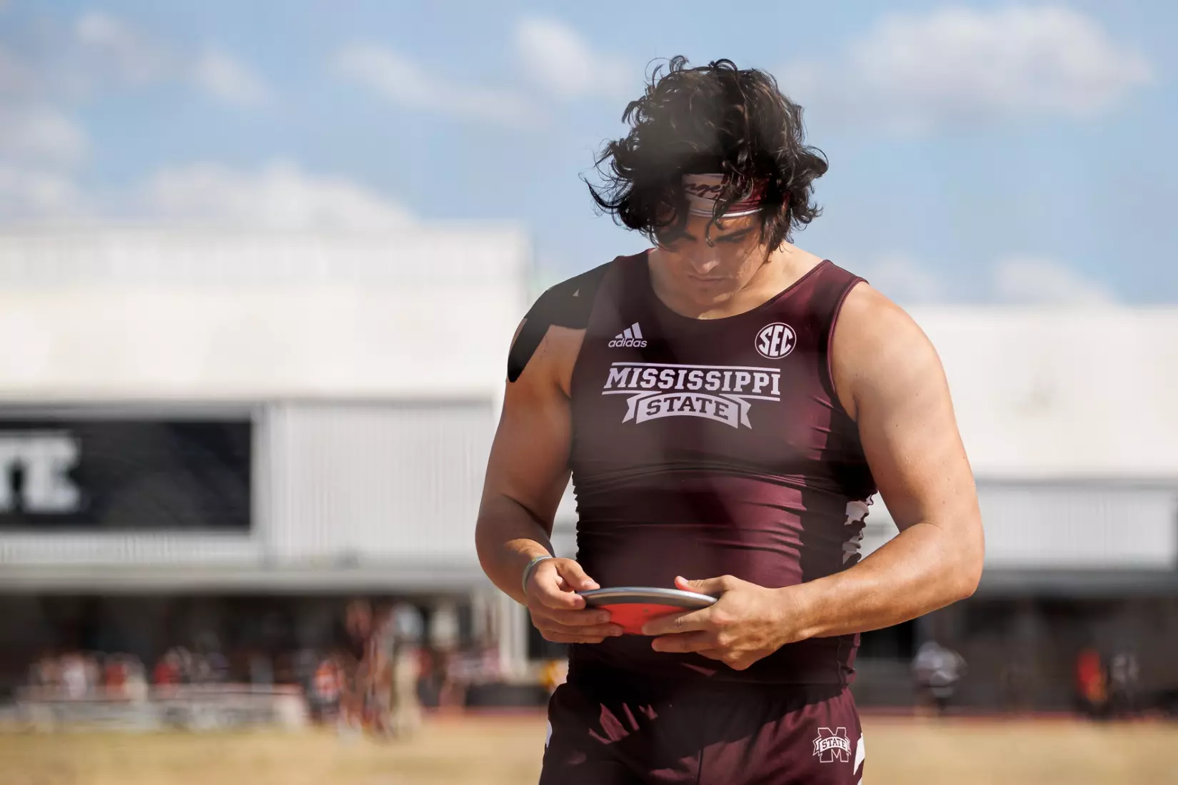 STARKVILLE, MS - March 24, 2023 - Mississippi State Thrower Daniel Pepper during the Bulldog Relays at the Mike Sanders Track Complex in Starkville, MS. Photo By Mike Mattina