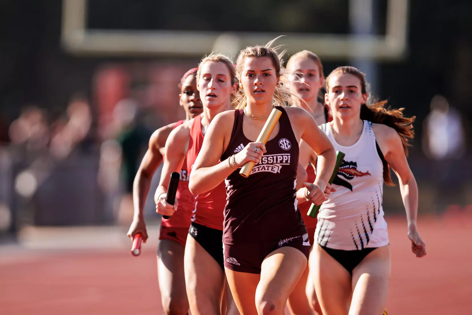STARKVILLE, MS - March 24, 2023 - Mississippi State Distance Runner Hunter Anderson during the Bulldog Relays at the Mike Sanders Track Complex in Starkville, MS. Photo By Mike Mattina