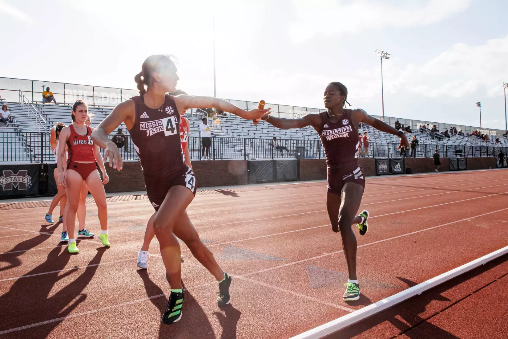STARKVILLE, MS - March 24, 2023 - Mississippi State Distance Runner Jimoh Ramant and Mississippi State Distance Runner Zoe Brito during the Bulldog Relays at the Mike Sanders Track Complex in Starkville, MS. Photo By Mike Mattina