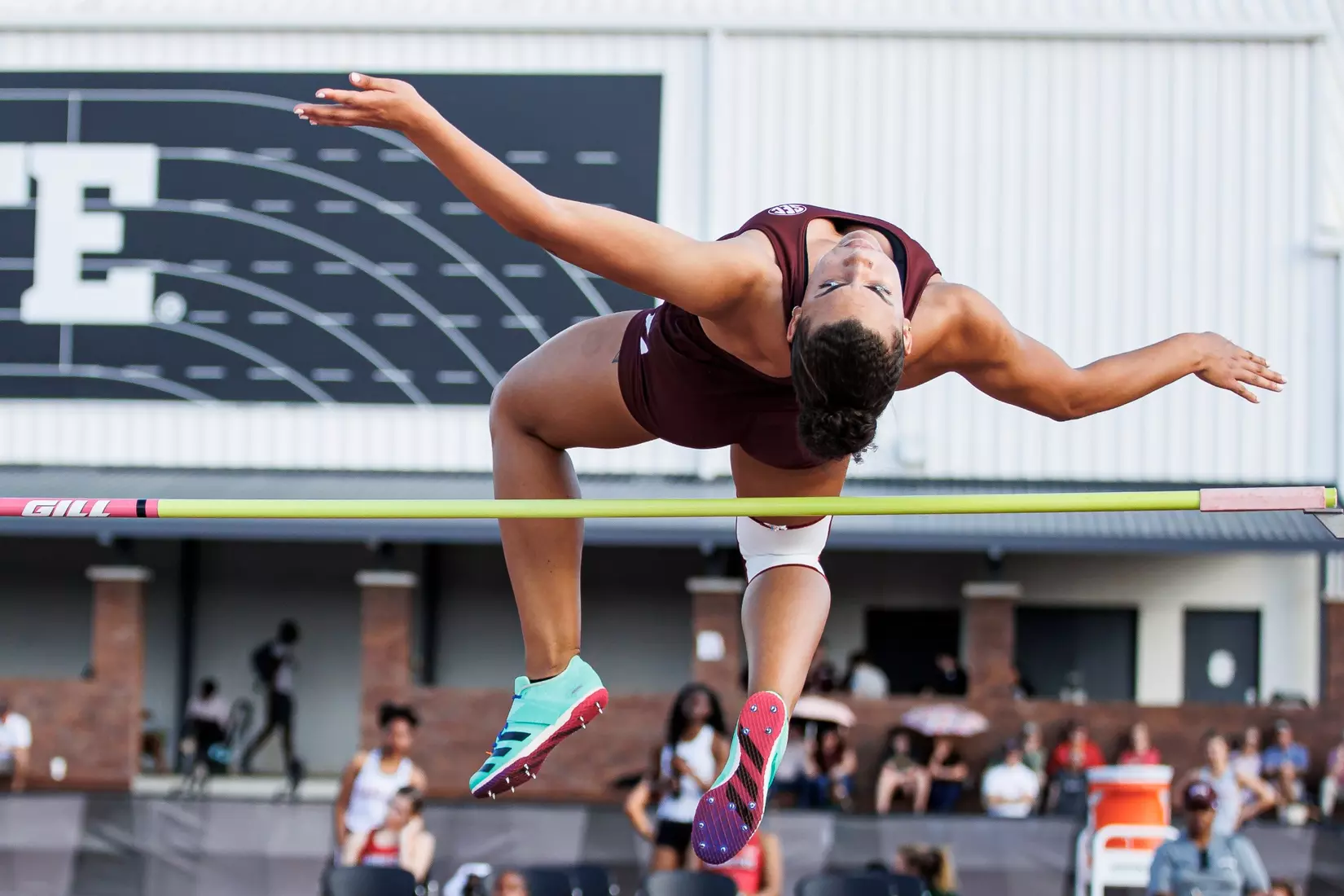 STARKVILLE, MS - March 24, 2023 - Mississippi State's Aley Woodberry during the Bulldog Relays at the Mike Sanders Track Complex in Starkville, MS. Photo By Mike Mattina