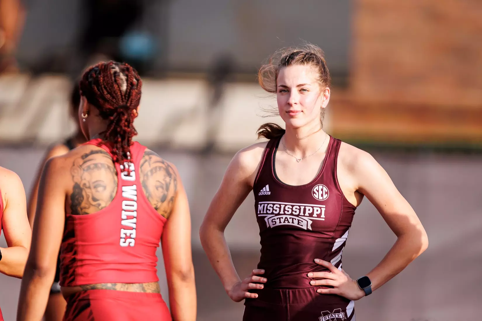 STARKVILLE, MS - March 24, 2023 - Mississippi State's Miranda Tillery during the Bulldog Relays at the Mike Sanders Track Complex in Starkville, MS. Photo By Mike Mattina