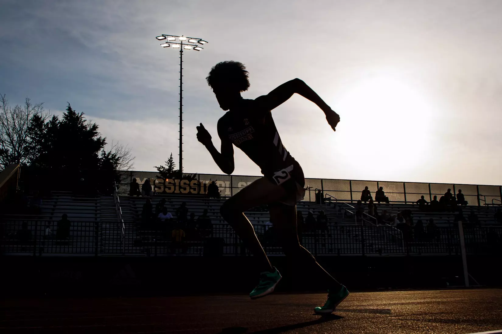 STARKVILLE, MS - March 24, 2023 - Mississippi State Sprinter Omari Hammond during the Bulldog Relays at the Mike Sanders Track Complex in Starkville, MS. Photo By Mike Mattina