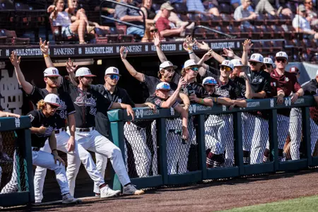 STARKVILLE, MS - March 26, 2023 - The Mississippi State Bulldogs during the game between the Vanderbilt Commodores and the Mississippi State Bulldogs at Dudy Noble Field at Polk-Dement Stadium in Starkville, MS. Photo By Jaden Powell