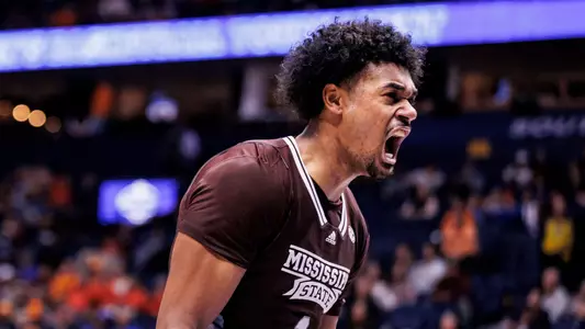 NASHVILLE, TN - March 09, 2023 - Mississippi State Forward Tolu Smith (#1) during the game between the Florida Gators and the Mississippi State Bulldogs during the SEC Tournament at Bridgestone Arena in Nashville, TN. Photo By Mike Mattina