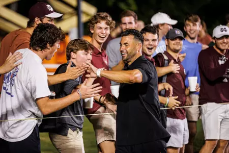 STARKVILLE, MS - August 25, 2022 - Mississippi State Associate Head Coach Nick Zimmerman after the match between the Lipscomb Bison and the Mississippi State Bulldogs at the MSU Soccer Field in Starkville, MS. Photo By Kevin Snyder