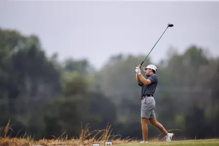 WEST POINT, MS - April 03, 2023 - Mississippi State's Harrison Davis during the Mossy Oak Collegiate Tournament at Mossy Oak Golf Club in West Point, MS. Photo By Kevin Snyder