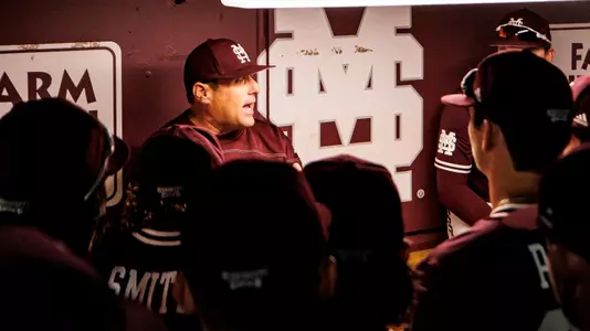 STARKVILLE, MS - March 31, 2023 - Mississippi State Head Coach Chris Lemonis during the game between the South Carolina Gamecocks and the Mississippi State Bulldogs at Dudy Noble Field at Polk-Dement Stadium in Starkville, MS. Photo By Mike Mattina