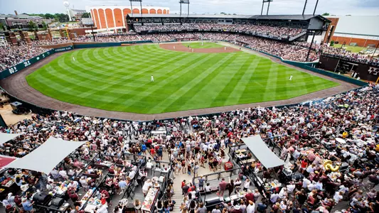 STARKVILLE, MS - April 15, 2023 - Mississippi State Fans during the game between the Ole Miss Rebels and the Mississippi State Bulldogs at Dudy Noble Field at Polk-Dement Stadium in Starkville, MS. Photo By Mike Mattina