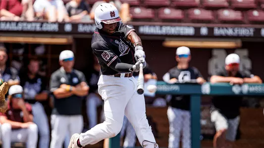 STARKVILLE, MS - May 07, 2023 - Mississippi State Outfielder Dakota Jordan (#42) during the game between the Arkansas Razorbacks and the Mississippi State Bulldogs at Dudy Noble Field at Polk-Dement Stadium in Starkville, MS. Photo By Laura Parsley