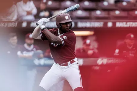 STARKVILLE, MS - May 05, 2023 - Mississippi State Outfielder Dakota Jordan (#42) during the game between the Arkansas Razorbacks and the Mississippi State Bulldogs at Dudy Noble Field at Polk-Dement Stadium in Starkville, MS. Photo By Jaden Powell