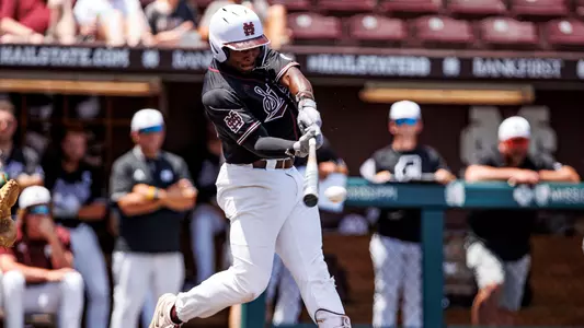 STARKVILLE, MS - May 07, 2023 - Mississippi State Outfielder Dakota Jordan (#42) during the game between the Arkansas Razorbacks and the Mississippi State Bulldogs at Dudy Noble Field at Polk-Dement Stadium in Starkville, MS. Photo By Laura Parsley
