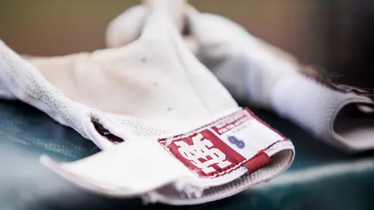 STARKVILLE, MS - February 26, 2023 - Mississippi State Baseball Glove during the game between the Arizona State Sun Devils and the Mississippi State Bulldogs at Dudy Noble Field at Polk-Dement Stadium in Starkville, MS. Photo By Laura Parsley