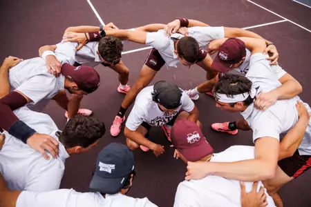 STARKVILLE, MS - May 05, 2023 - The Mississippi State Bulldogs before the NCAA Regionals First Round Match between the Alabama State Hornets and the Mississippi State Bulldogs at the AJ Pitts Tennis Centre in Starkville, MS. Photo By Kevin Snyder