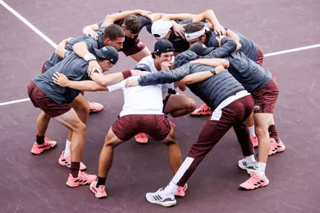 STARKVILLE, MS - March 11, 2023 - The Mississippi State Bulldogs before the match between the Belmont Bruins and the Mississippi State Bulldogs at the AJ Pitts Tennis Centre in Starkville, MS. Photo By Will Porada