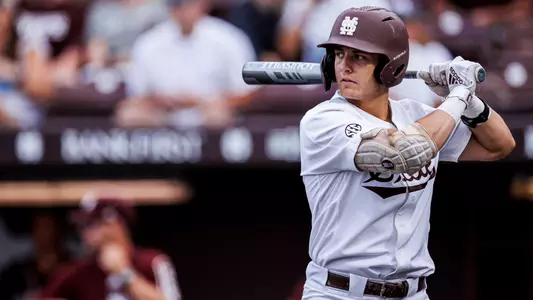STARKVILLE, MS - May 20, 2023 - Mississippi State Colton Ledbetter (#10) during the game between the Texas A&M Aggies and the Mississippi State Bulldogs at Dudy Noble Field at Polk-Dement Stadium in Starkville, MS. Photo By Jaden Powell