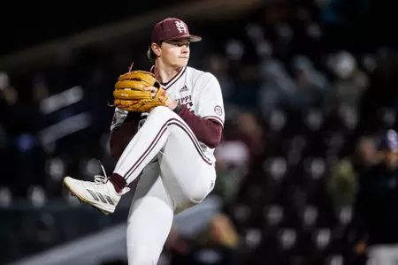 STARKVILLE, MS - March 11, 2023 - Mississippi State Pitcher Will Gibbs (#14) during the game between the Lipscomb Bison and the Mississippi State Bulldogs at Dudy Noble Field at Polk-Dement Stadium in Starkville, MS. Photo By Kevin Snyder