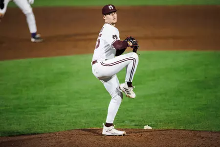 STARKVILLE, MS - March 11, 2023 - Mississippi State Pitcher Brock Tapper (#55) during the game between the Lipscomb Bison and the Mississippi State Bulldogs at Dudy Noble Field at Polk-Dement Stadium in Starkville, MS. Photo By Kevin Snyder