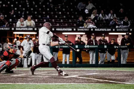 STARKVILLE, MS - March 21, 2023 - Mississippi State Infielder/Outfielder Von Seibert (#33) during the game between the Arkansas State Red Wolves and the Mississippi State Bulldogs at Dudy Noble Field at Polk-Dement Stadium in Starkville, MS. Photo By Will Porada