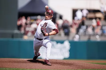 STARKVILLE, MS - March 25, 2023 - Mississippi State Pitcher Landon Gartman (#36) during the game between the Vanderbilt Commodores and the Mississippi State Bulldogs at Dudy Noble Field at Polk-Dement Stadium in Starkville, MS. Photo By Mike Mattina