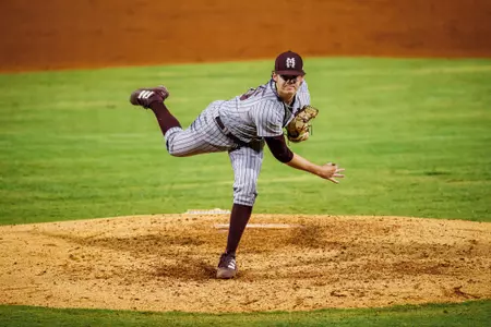 PEARL, MS - April 25, 2023 - Mississippi State Pitcher Tyson Hardin (#26) during the Governor’s Cup game between the Ole Miss Rebels and the Mississippi State Bulldogs at Trustmark Park in Pearl, MS. Photo By Kevin Snyder
