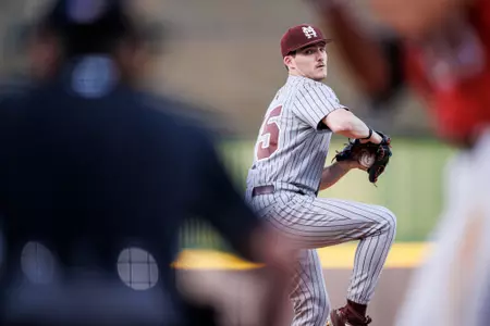PEARL, MS - April 25, 2023 - Mississippi State Pitcher Brock Tapper (#55) during the Governor’s Cup game between the Ole Miss Rebels and the Mississippi State Bulldogs at Trustmark Park in Pearl, MS. Photo By Kevin Snyder