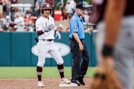STARKVILLE, MS - May 20, 2023 - Mississippi State Infielder Wil Hoyle (#27) during the game between the Texas A&M Aggies and the Mississippi State Bulldogs at Dudy Noble Field at Polk-Dement Stadium in Starkville, MS. Photo By Jaden Powell