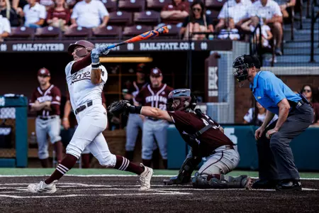 STARKVILLE, MS - May 20, 2023 - Mississippi State Infielder Wil Hoyle (#27) during the game between the Texas A&M Aggies and the Mississippi State Bulldogs at Dudy Noble Field at Polk-Dement Stadium in Starkville, MS. Photo By Jaden Powell