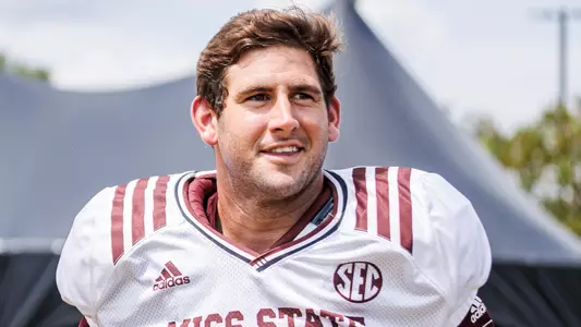 STARKVILLE, MS - August 09, 2023 - Mississippi State Linebacker Jett Johnson (#44) during fall practice at the South Farm at Mississippi State University in Starkville, MS. Photo By Jaden Powell