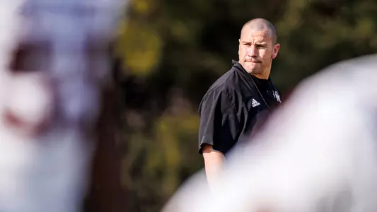STARKVILLE, MS - March 07, 2023 - Mississippi State Head Coach Zach Arnett during spring practice at the Leo Seal Jr. Football Complex at Mississippi State University in Starkville, MS. Photo By Kevin Snyder