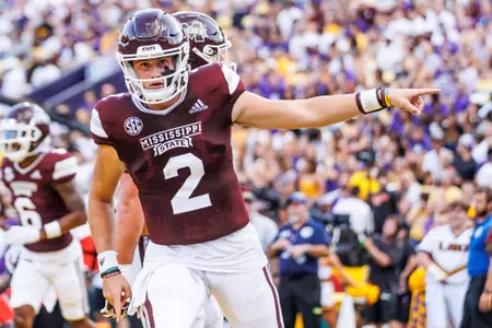 BATON ROUGE, LA - September 17, 2022 - Mississippi State Quarterback Will Rogers (#2) during the game between the Mississippi State Bulldogs and the LSU Tigers at Tiger Stadium in Baton Rouge, LA. Photo By Kevin Snyder
