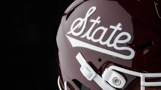 STARKVILLE, MS - November 17, 2022 - Mississippi State Student Equipment Intern Noah Berry during the Maroon Script State helmet photoshoot at the Holliman Athletic Center at Mississippi State University in Starkville, MS. Photo By Kevin Snyder