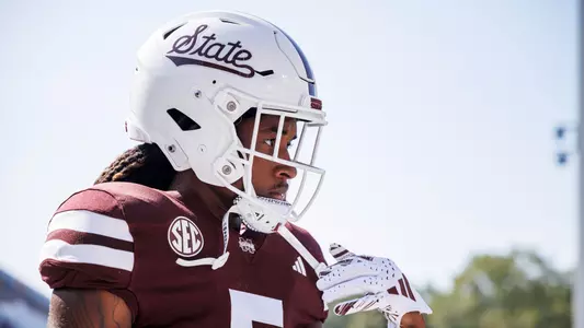 STARKVILLE, MS - September 16, 2023 - Mississippi State Wide Receiver Lideatrick Griffin (#5) before the game between the LSU Tigers and the Mississippi State Bulldogs at Davis Wade Stadium at Scott Field in Starkville, MS. Photo By Will Porada
